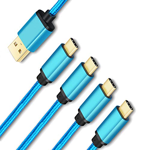 WODENTA USB to USB C Cable, 4-Pack 6FT USB A to Type C Charger Fast Charging Braided Cord Compatible with Samsung Galaxy Note 10/10+/9,S10/S10+/S9/S9+, LG V50 V40 G8 G7 Thinq, Moto Z Z3, Switch More
