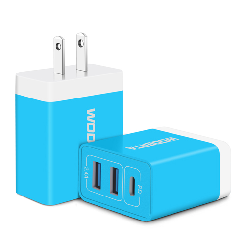 USB C Wall Charger Block, WODENTA 2Pack 32W 3Port USB-C PD Power Adapter Type C Fast Charging Block Box Brick Plug Cube for iPhone 14 13 12 Pro Max Mini 11 XR XS X 8 SE, iPad, Samsung, Tablet, Android