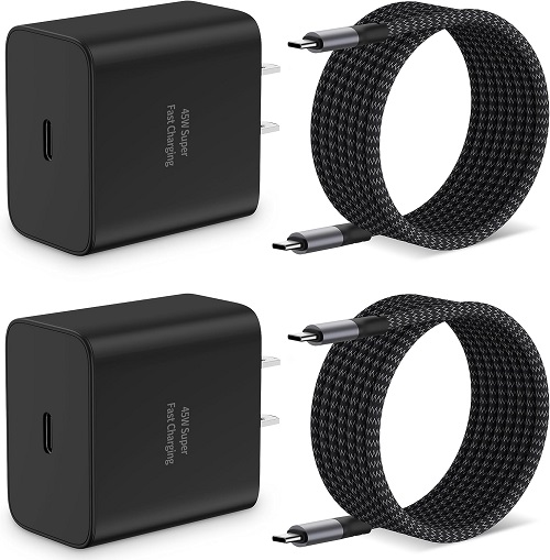 45W Super Fast Charger Type C, 2Pack USB C Charger Block with 6FT USB-C to C Fast Charging Cable for Samsung Galaxy S23 Ultra/S23+/S23/S22 Ultra/S22/S21/S20, Note 20/10, Galaxy Tab S8+, Android Phone