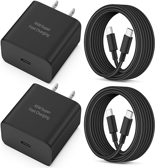 S24 S23 S22 Ultra Samsung Fast Charger, [2 Pack] 45W USB C Super Fast Wall Charging Block with 10FT Long Type C Charger Cord for Samsung Galaxy S24 Ultra/S24/24+/S23 Ultra/S23/ S23+/S22/S21, Tab S9/S8