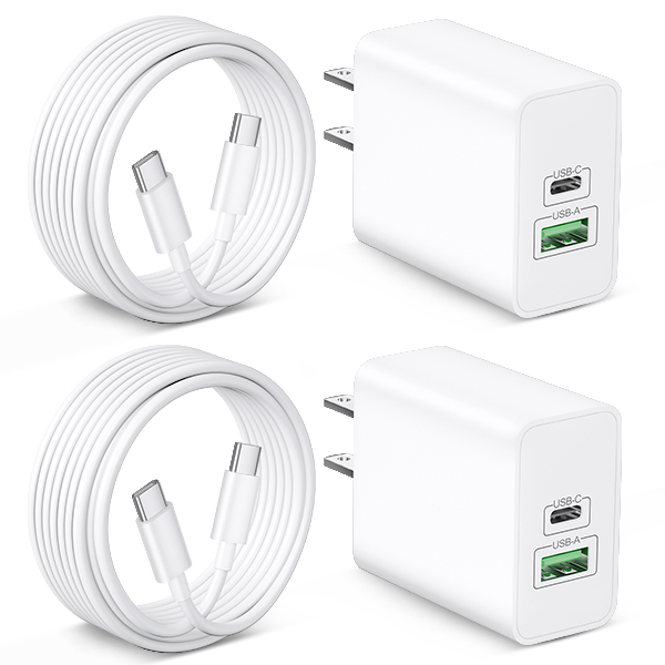 WODENTA iPhone 17 Charger, 2-Pack 40W Fast Charging Dual Port Type C Power Adapter, USB C Charger Block for iPhone 17/17 Pro/17 Pro Max/Air/16/15 Pro Max/Plus, iPad, with Long 10FT USB-C Cable Cord