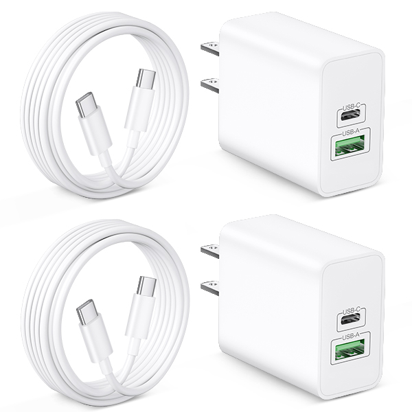 WODENTA 40W USB C Fast Charger for iPhone 17/17 Pro Max, 2-Pack 40W Dual Port Type C Wall Charger Block with 3FT USB-C to C Cable Fast Charging for iPhone 17/17 Pro/Air/16/15 Pro Max/Plus/16e, iPad