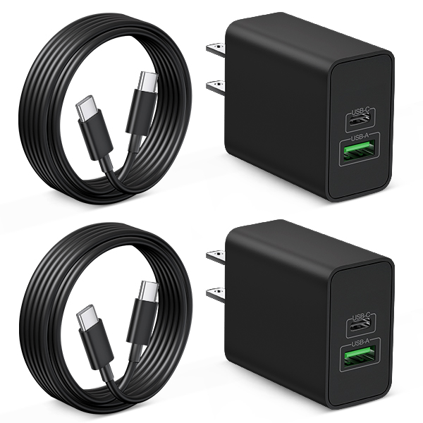 WODENTA 40W USB C Fast Charger for iPhone 17/17 Pro Max, 2-Pack 40W Dual Port Type C Wall Charger Block with 3FT USB-C to C Cable Fast Charging for iPhone 17/17 Pro/Air/16/15 Pro Max/Plus/16e, iPad